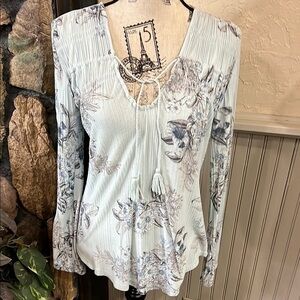 Lucky Brand Light Blue Floral Blouse